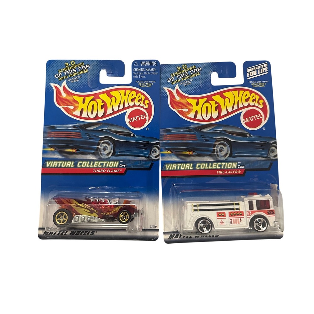 Hot Wheels Virtual Collection Turbo Flame and Fire-Eater 2000 Diecast Cars Lot